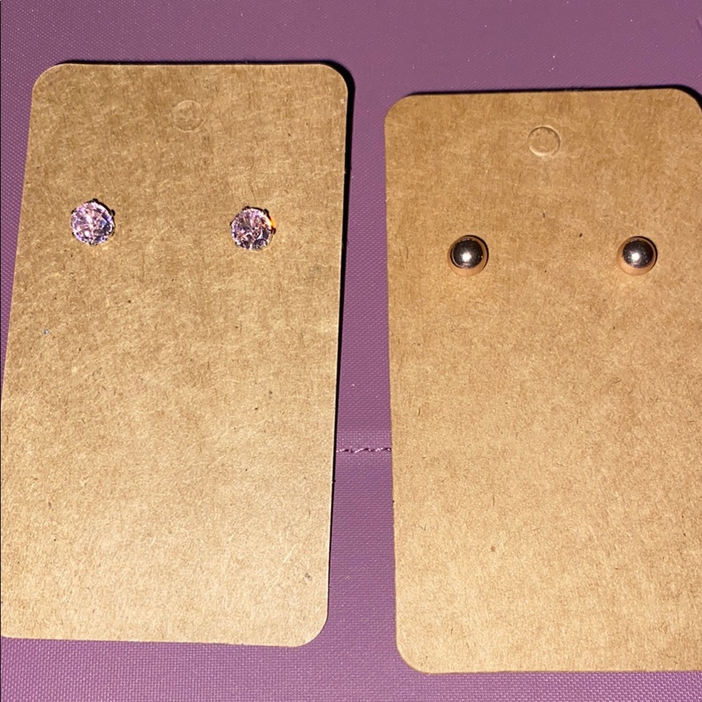 Elegant Pink and Gold Stud Earrings Set